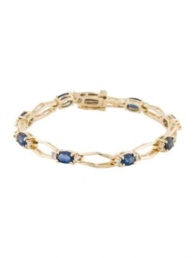 Pre-owned Bracelet 14k 3.27ctw Sapphire & Diamond Link , 6" In Multi
