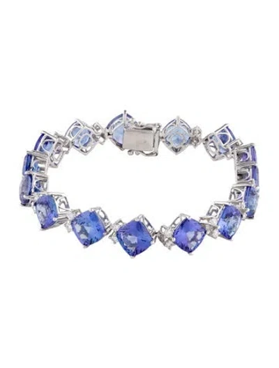 Pre-owned Bracelet 14k 34.12ctw Tanzanite & Diamond Link , 6.75" In Multi