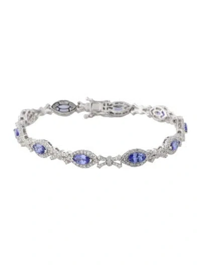 Pre-owned Bracelet 14k 3.50ctw Tanzanite & Diamond Link , 7" In Multi