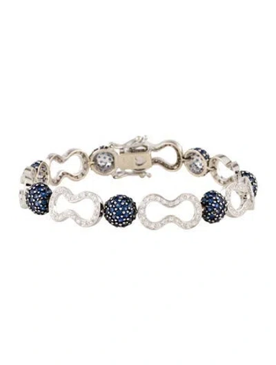 Pre-owned Bracelet 14k 3.51ctw Sapphire & Diamond Link , 6.25" In Multi