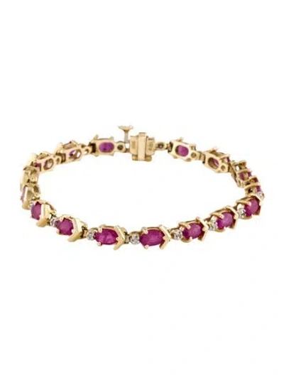 Pre-owned Bracelet 14k 3.52ctw Ruby & Diamond Link , 5.5" In Multi