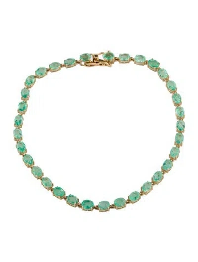 Pre-owned Bracelet 14k 3.56ct Emerald Link , 7" In Multi