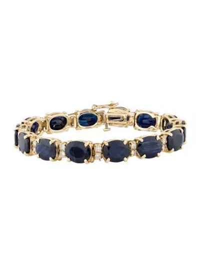 Pre-owned Bracelet 14k 35.82ctw Sapphire & Diamond Link , 6.5" In Multi