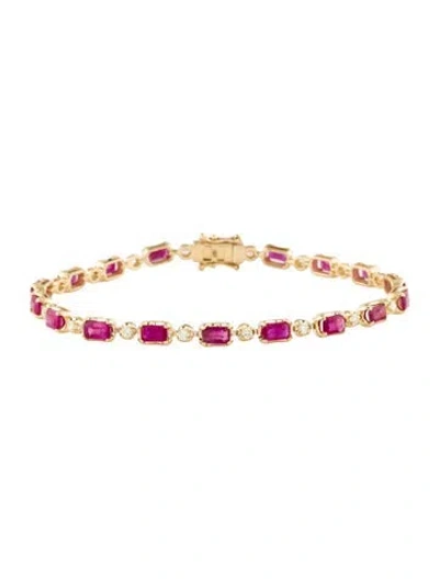 Pre-owned Bracelet 14k 3.60ctw Ruby & Diamond Link , 7.25" In Multi
