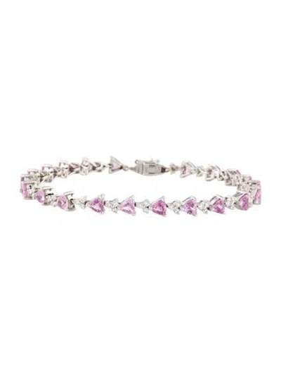 Pre-owned Bracelet 14k 3.73ct Pink Sapphire & Diamond Link , 7.25" In Multi