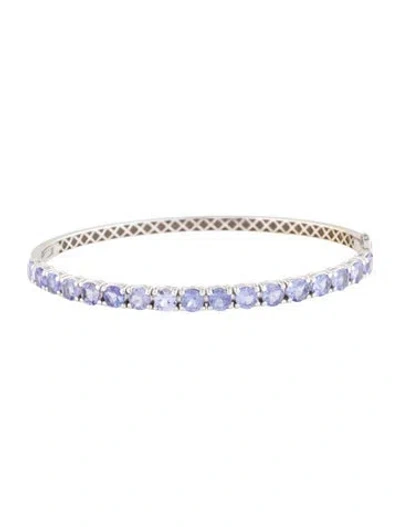 Pre-owned Bracelet 14k 3.74ctw Tanzanite Hinged Bangle , 6.5" In Multi