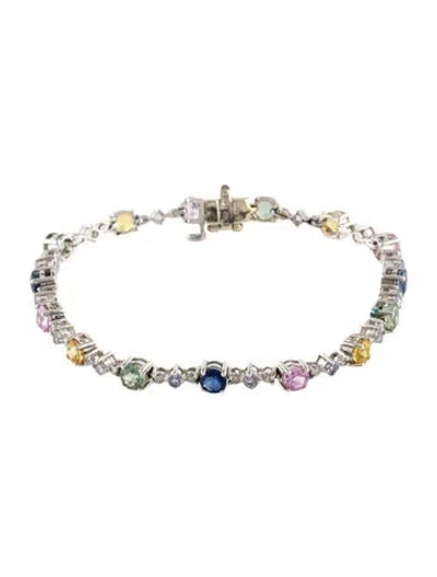 Pre-owned Bracelet 14k 3.75ctw Sapphire, Tanzanite & Diamond Link , 6.5" In Multi