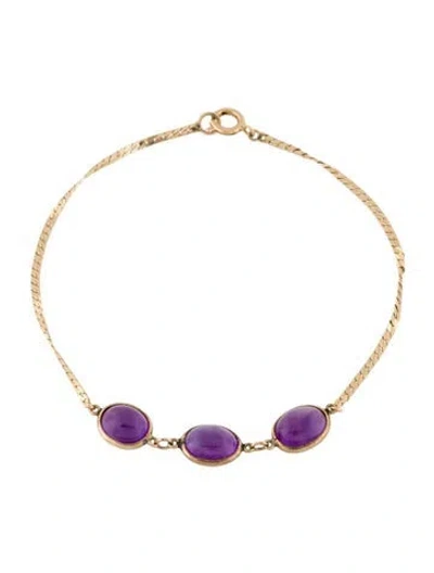 Pre-owned Bracelet 14k 3.77ctw Amethyst Station , 7" In Multi