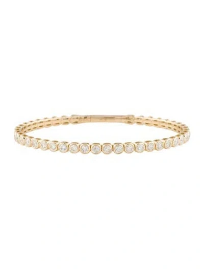 Pre-owned Bracelet 14k 3.82ctw Diamond Flexible Bangle, 7" In Multi