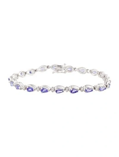 Pre-owned Bracelet 14k 3.92ctw Tanzanite & Diamond Link , 7.5" In Multi