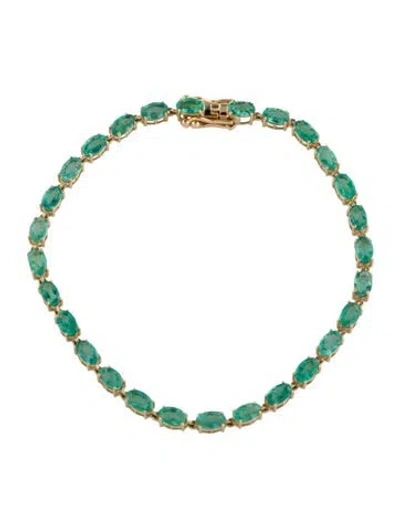 Pre-owned Bracelet 14k 3.94ctw Emerald Link , 7" In Multi