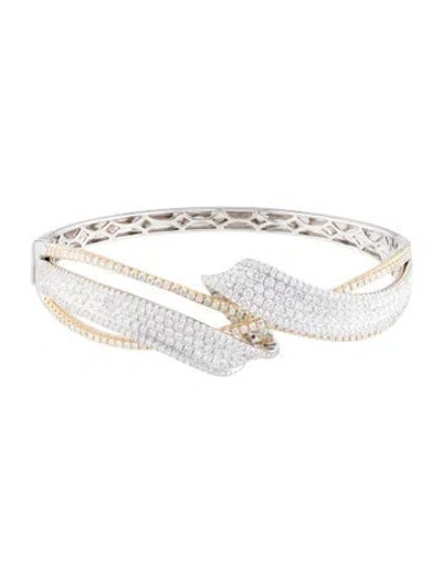 Pre-owned Bracelet 14k 3.95ctw Diamond Hinged Bangle , 7.25" In Multi