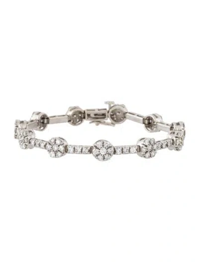 Pre-owned Bracelet 14k 3.96ctw Diamond Cluster Link , 6.25" In Multi