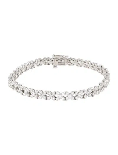 Pre-owned Bracelet 14k 4.00ctw Diamond Floral Tennis , 6.75" In Multi
