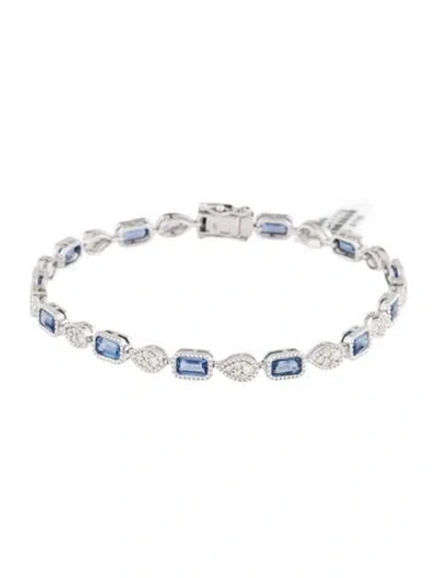 Pre-owned Bracelet 14k 4.00ctw Sapphire & Diamond Link  W/ Tags, 7" In Multi
