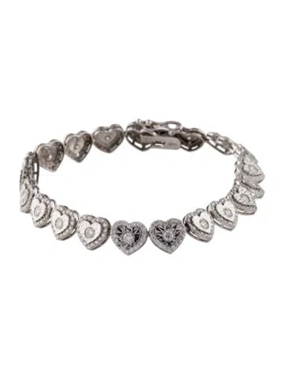 Pre-owned Bracelet 14k 4.18ctw Lab-grown Diamond Heart Link , 7.25" In Multi
