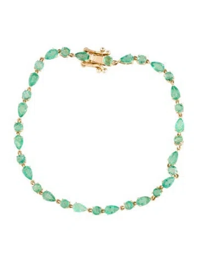 Pre-owned Bracelet 14k 4.26ctw Emerald Link , 7" In Multi
