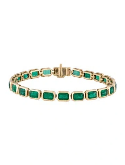 Pre-owned Bracelet 14k 4.35ctw Emerald Link , 6.5" In Multi