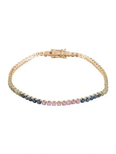 Pre-owned Bracelet 14k 4.35ctw Sapphire & Ruby Rainbow Link , 7.25" In Multi