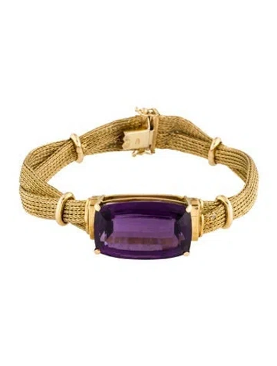 Pre-owned Bracelet 14k 45.00 Ctw Amethyst Rope Link , 8" In Multi