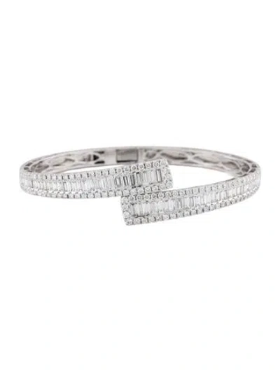 Pre-owned Bracelet 14k 4.56ctw Diamond Hinged Bypass Bangle , 6.75" In Multi