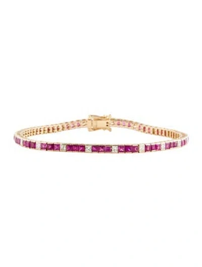 Pre-owned Bracelet 14k 4.82ctw Ruby & Diamond Link , 7.25" In Multi