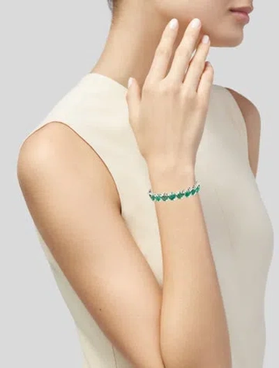 Pre-owned Bracelet 14k 4.93ctw Emerald & Diamond Bangle , 6.25" In Multi