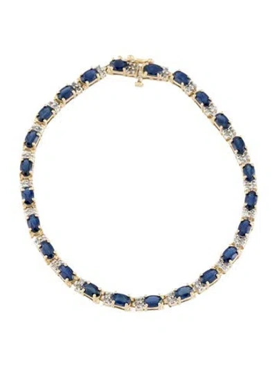 Pre-owned Bracelet 14k 4.96ctw Sapphire & Diamond Link , 7.25" In Multi