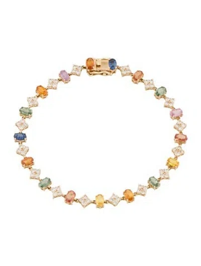 Pre-owned Bracelet 14k 5.00ctw Multi-color Sapphire Link , 6.75"