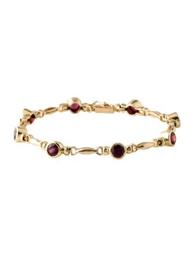 Pre-owned Bracelet 14k 5.04ctw Garnet Link , 7" In Multi