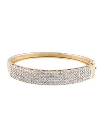 Pre-owned Bracelet 14k 5.10ctw Diamond Hinged Bangle, 7" In Multi