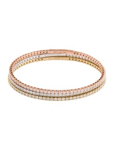 Pre-owned Bracelet 14k 5.10ctw Lab-grown Diamond Triple Flex Bangle Set, 6.5" In Multi