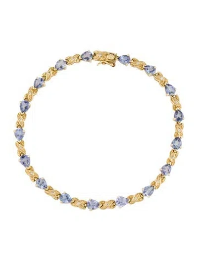 Pre-owned Bracelet 14k 5.10ctw Tanzanite & Diamond 'x' Link , 7.25" In Multi