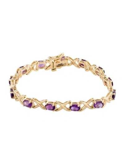 Pre-owned Bracelet 14k 5.33ctw Amethyst Link , 6.5" In Multi