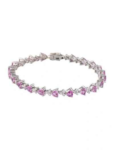 Pre-owned Bracelet 14k 5.33ctw Sapphire & Diamond Link , 6.75" In Multi