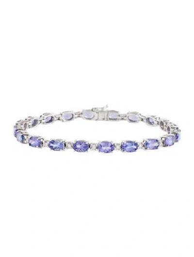 Pre-owned Bracelet 14k 5.44ctw Tanzanite & Diamond Link , 6.75" In Multi
