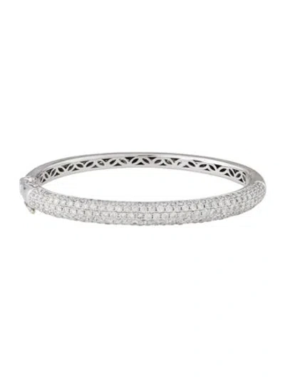 Pre-owned Bracelet 14k 5.46ctw Diamond Hinged Bangle, 6.75" In Multi