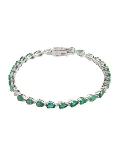 Pre-owned Bracelet 14k 5.49ctw Emerald Diamond Link , 6.75" In Multi