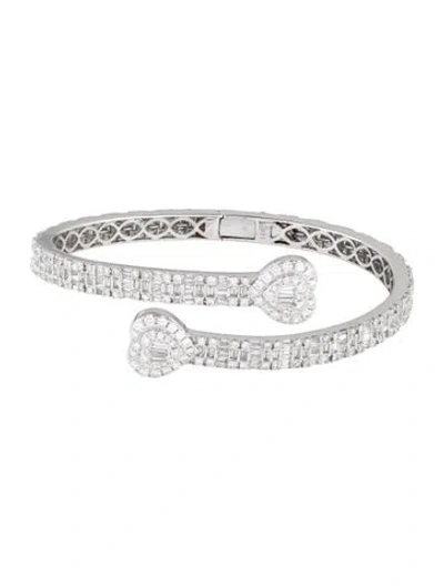 Pre-owned Bracelet 14k 5.60ctw Diamond Heart Cuff, 6.25" In Multi