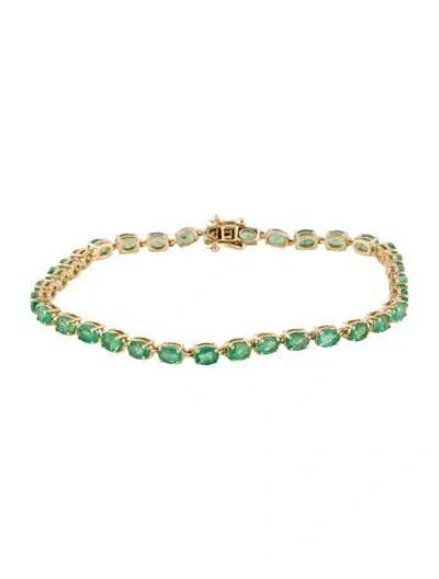 Pre-owned Bracelet 14k 5.80ctw Emerald Link , 7" In Multi