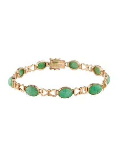 Pre-owned Bracelet 14k 5.96ctw Dyed Jadeite Link , 7" In Multi