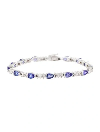 Pre-owned Bracelet 14k 6.15ctw Tanzanite & Diamond Link , 7" In Multi
