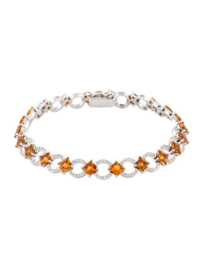 Pre-owned Bracelet 14k 6.31ct Citrine & 1.32ctw Diamond Link , 7.5" In Multi