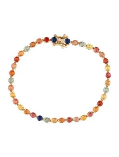 Pre-owned Bracelet 14k 6.46cctw Sapphire Link , 7" In Multi