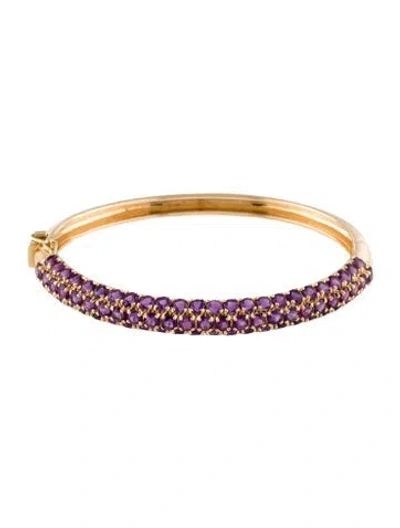 Pre-owned Bracelet 14k 6.57ctw Amethyst Hinged Bangle , 6.75" In Multi