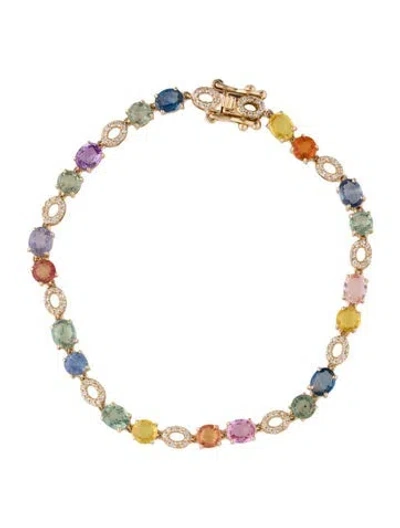Pre-owned Bracelet 14k 6.64ctw Multi-color Sapphire Link , 6.75"
