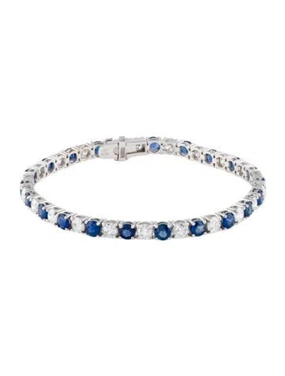 Pre-owned Bracelet 14k 6.70ctw Sapphire & Diamond Tennis , 7" In Multi