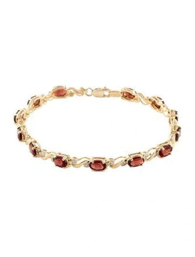 Pre-owned Bracelet 14k 6.73ctw Garnet & Diamond Link , 6.75" In Multi