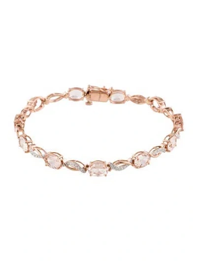 Pre-owned Bracelet 14k 6.94ct Morganite & Diamond Link , 6.75" In Multi