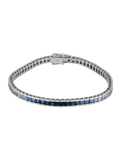 Pre-owned Bracelet 14k 7.03ctw Sapphire Link , 7" In Multi